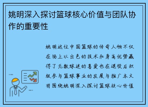 姚明深入探讨篮球核心价值与团队协作的重要性